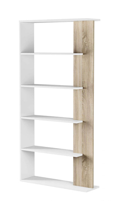 Adila White and Oak Effect Bookcase: Modern, Space-Saving Display Unit for Any Room - UK Luxury Furniture